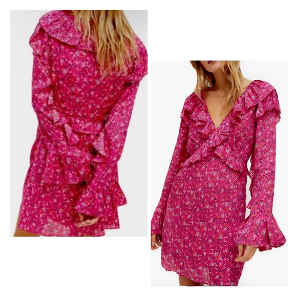 Women's Free People Sweetest Thing Mini Dress Floral Ruffled Size 0 - Picture 1 of 14
